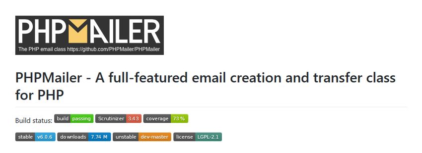 PHPMailer e-mail küldő Könyvtár