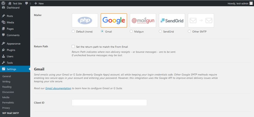 WP Mail SMTP plugin konfiguration