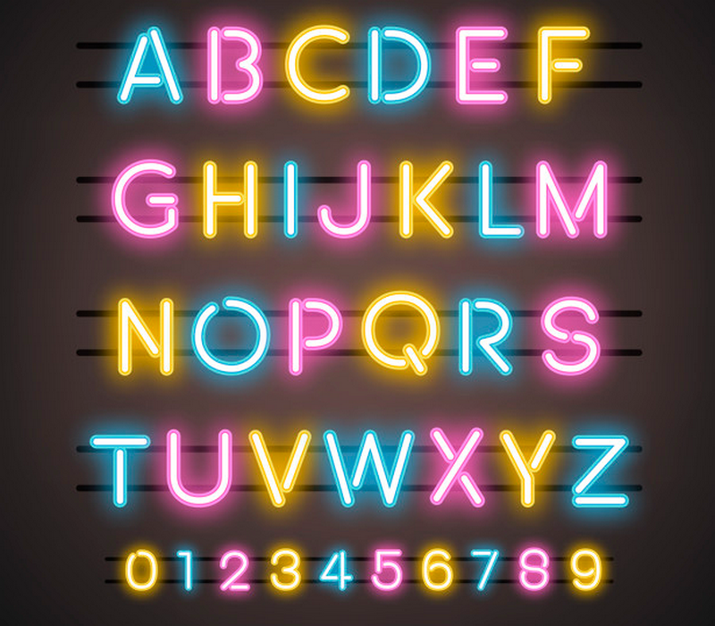 Neon Alphabet - best neon fonts