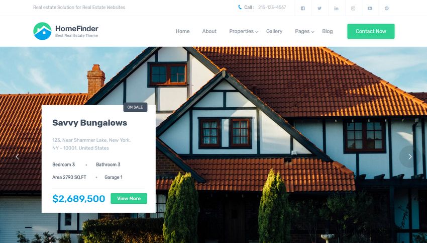 HomeFinder real estate WordPress theme