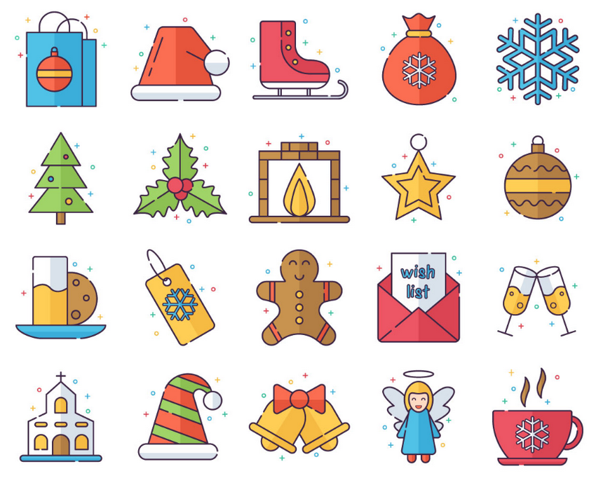 Merry Christmas Vector Free Icon Set