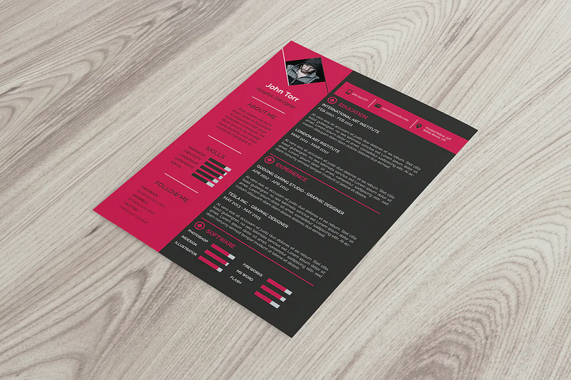 Contrast resume template 