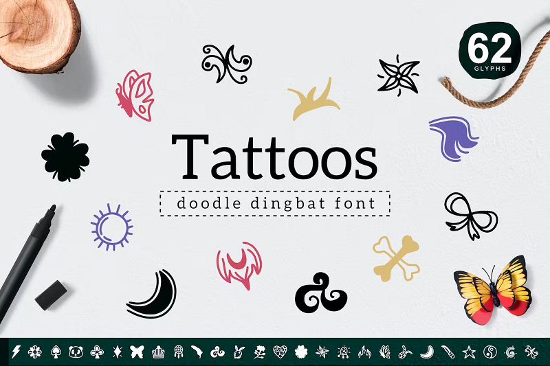 Tattoos dingbat font