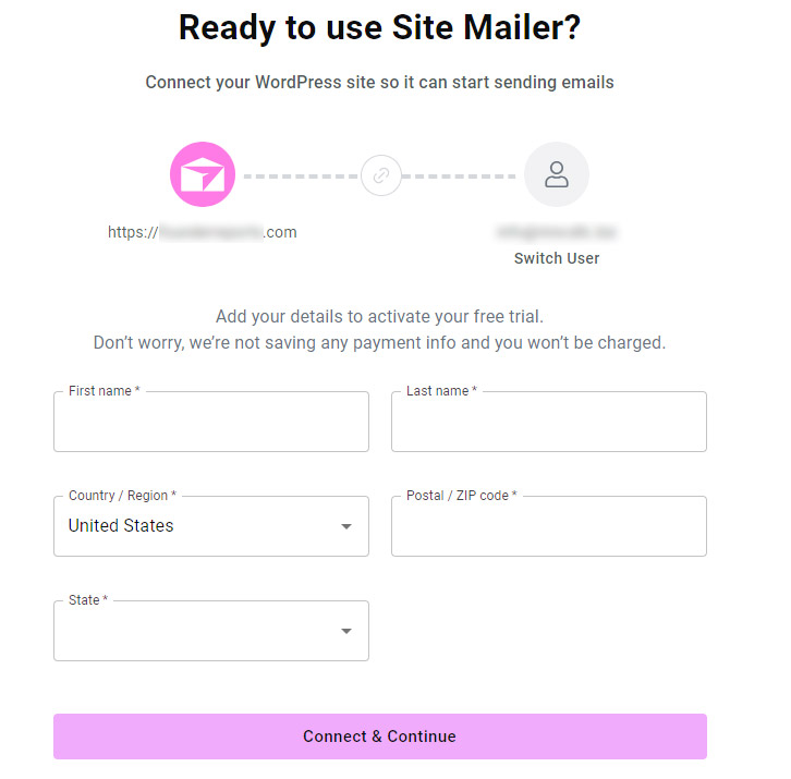 Adding your personal details