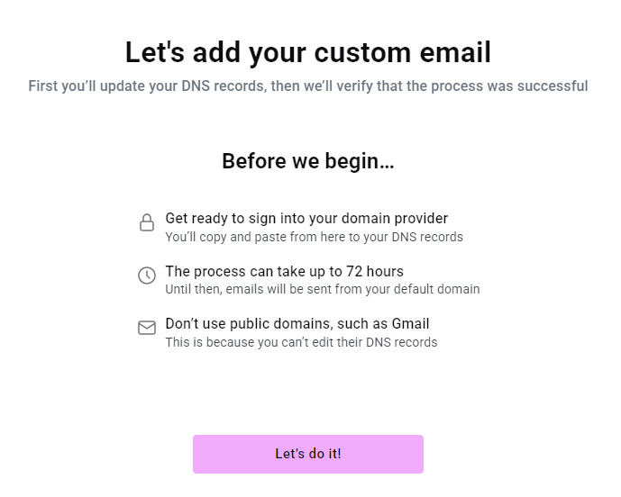 Prompt to connect your domain