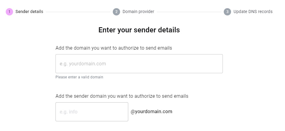 Enter your sender details