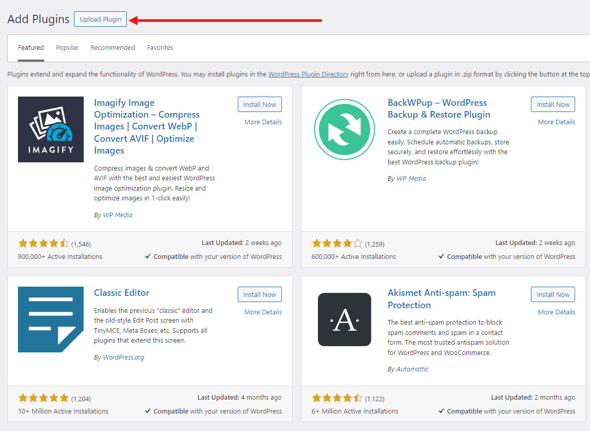Uploading a WordPress plugin
