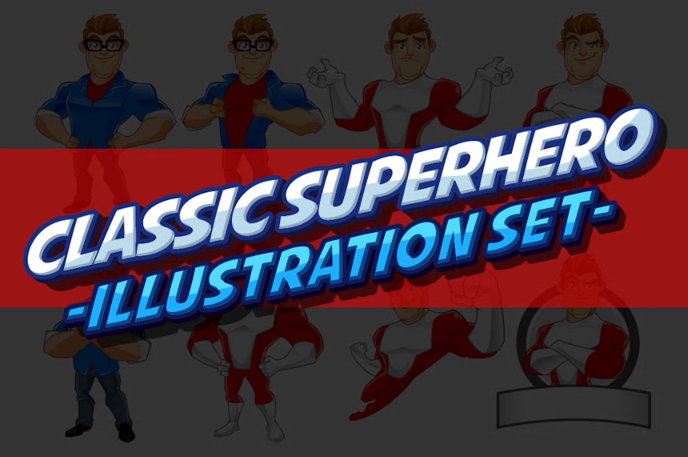 Classic Superhero Illustration Set