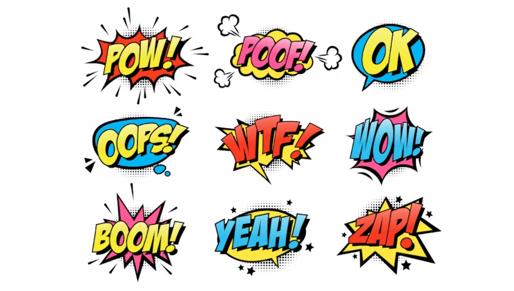 Comic Burst Text Balloons Flat Icon Collection