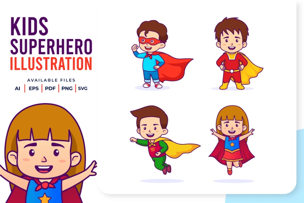 Kids Superhero Illustration